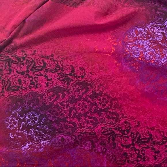 Catherines Shirt Women 3X Pink Black Paisley Print V Neck Abstract Button Sleeve - Picture 4 of 8